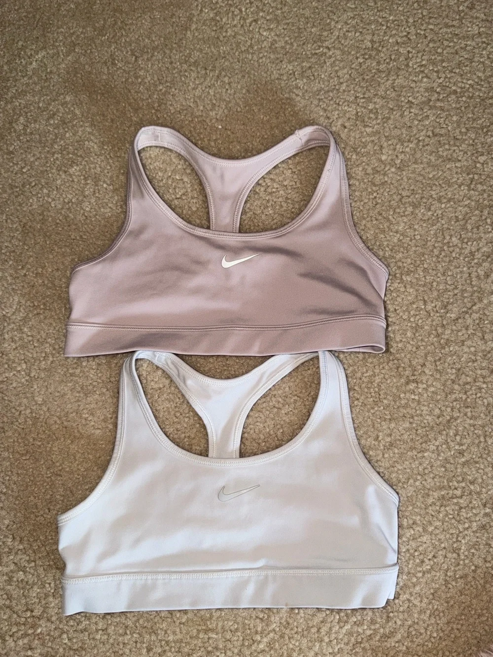Nike Kids Light Pink and White Racerback Sports Bras
